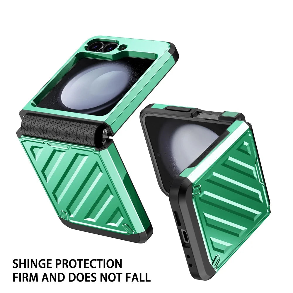 For Samsung Galaxy Z Flip7 FE 5G / Z Flip6 5G Case Electroplating TPU+PC Hinge Phone Armor Cover - Green - 2