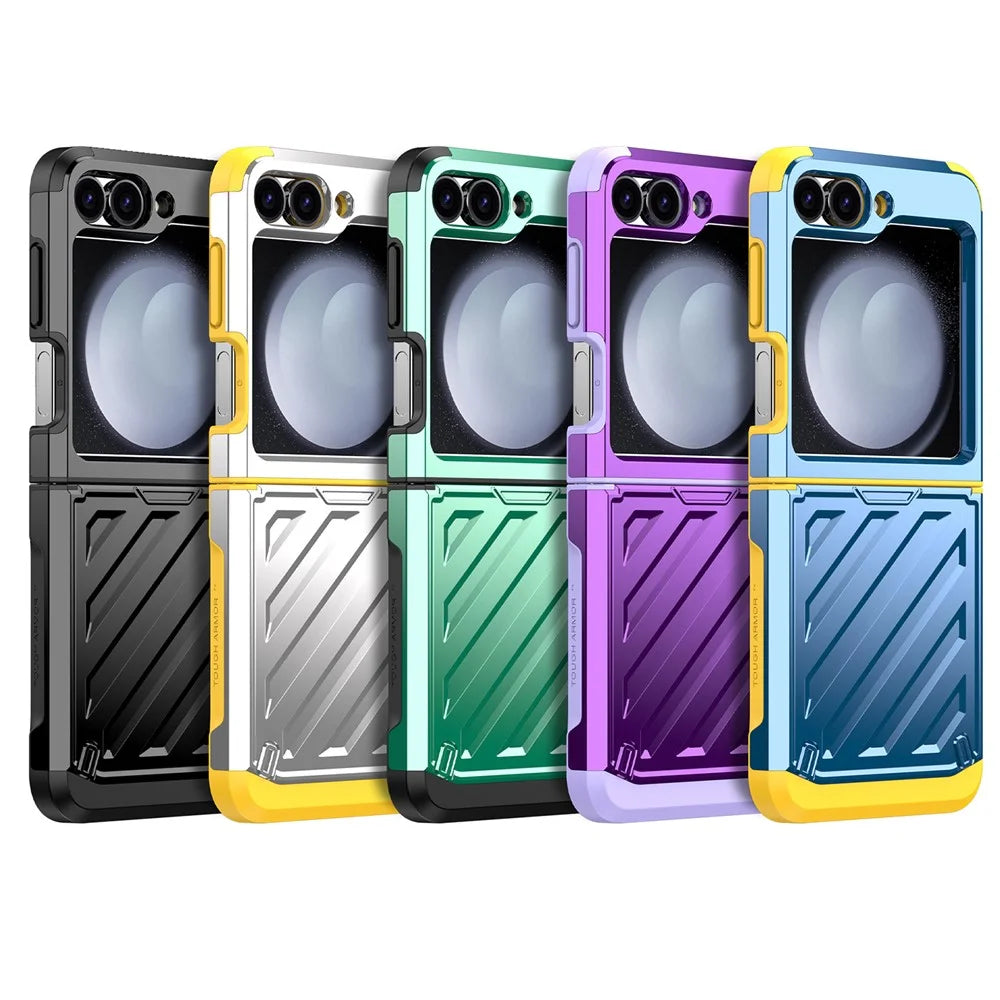 For Samsung Galaxy Z Flip7 FE 5G / Z Flip6 5G Case Electroplating TPU+PC Hinge Phone Armor Cover - Green - 7