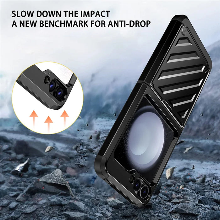 For Samsung Galaxy Z Flip5 5G Case Hinge Protection TPU+PC Electroplating Cover - Black - 3