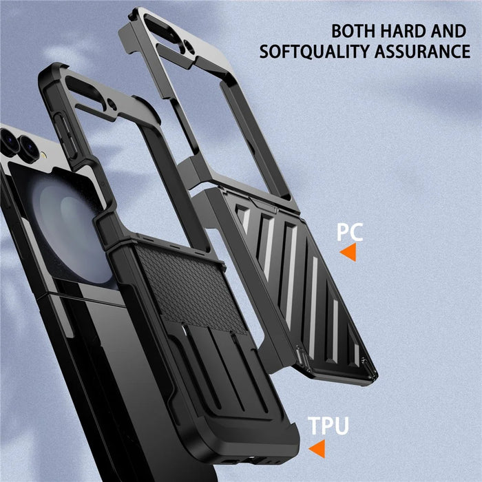 For Samsung Galaxy Z Flip5 5G Case Hinge Protection TPU+PC Electroplating Cover - Black - 4