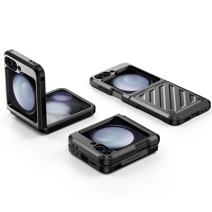 For Samsung Galaxy Z Flip5 5G Case Hinge Protection TPU+PC Electroplating Cover - Black - 6