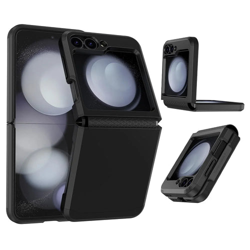 For Samsung Galaxy Z Flip7 FE 5G / Z Flip6 5G Case TPU+PC Phone Cover with Hinge Protection - Black - 1