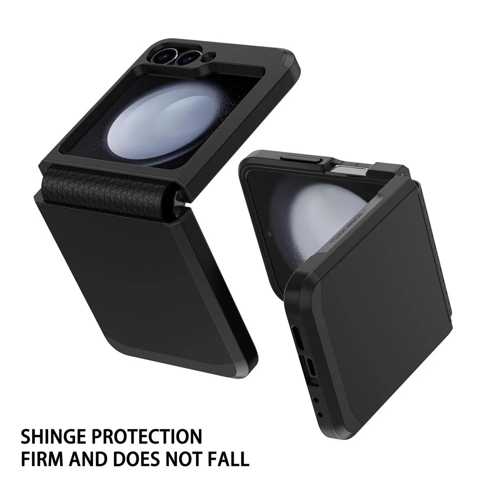 For Samsung Galaxy Z Flip7 FE 5G / Z Flip6 5G Case TPU+PC Phone Cover with Hinge Protection - Black - 2