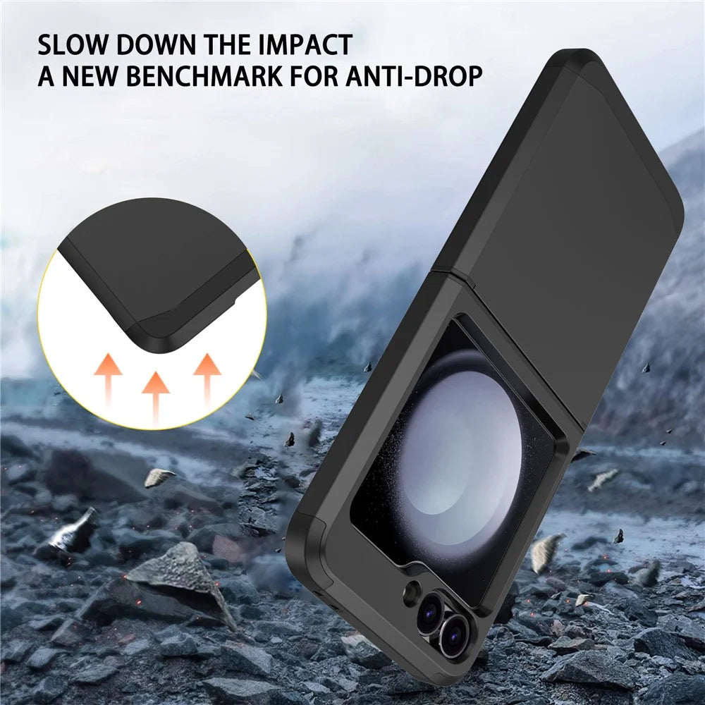 For Samsung Galaxy Z Flip7 FE 5G / Z Flip6 5G Case TPU+PC Phone Cover with Hinge Protection - Black - 3