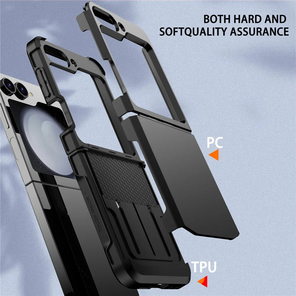 For Samsung Galaxy Z Flip7 FE 5G / Z Flip6 5G Case TPU+PC Phone Cover with Hinge Protection - Black - 4