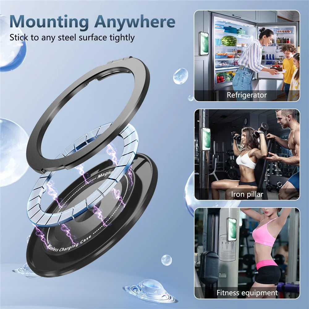 For Samsung Galaxy S22 5G Magnetic Case Rotatable Kickstand PC+TPU Shockproof Phone Cover - Transparent Black - 6