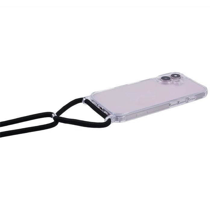 For iPhone 16 Case Reinforced Corners TPU+PC Clear Phone Cover with Lanyard - 3