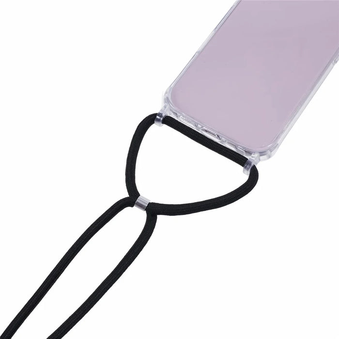For iPhone 16 Case Reinforced Corners TPU+PC Clear Phone Cover with Lanyard - 5