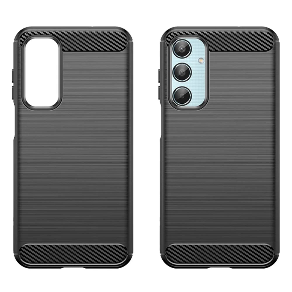 For Samsung Galaxy M35 5G Case Brushed TPU Phone Cover Carbon Fiber Texture - Black - 2