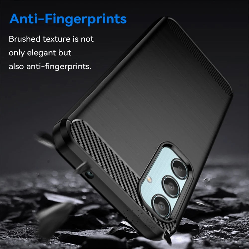 For Samsung Galaxy M35 5G Case Brushed TPU Phone Cover Carbon Fiber Texture - Black - 3
