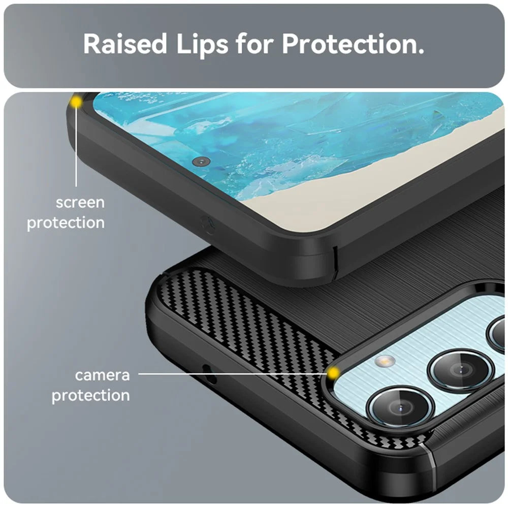 For Samsung Galaxy M35 5G Case Brushed TPU Phone Cover Carbon Fiber Texture - Black - 6