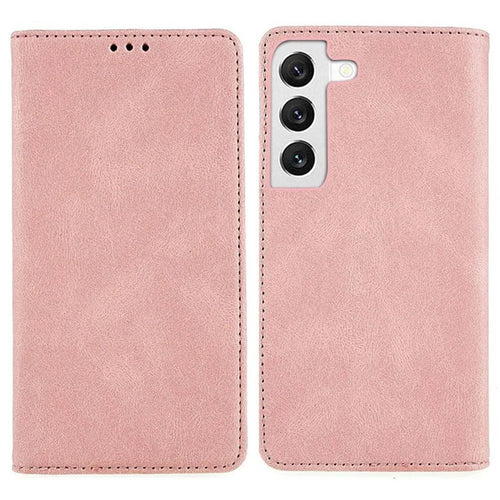 For Samsung Galaxy S21 FE 5G Magnetic Auto Closing PU Leather Cover Full Protection Inner TPU Phone Case with Stand Wallet - Rose Gold - 1