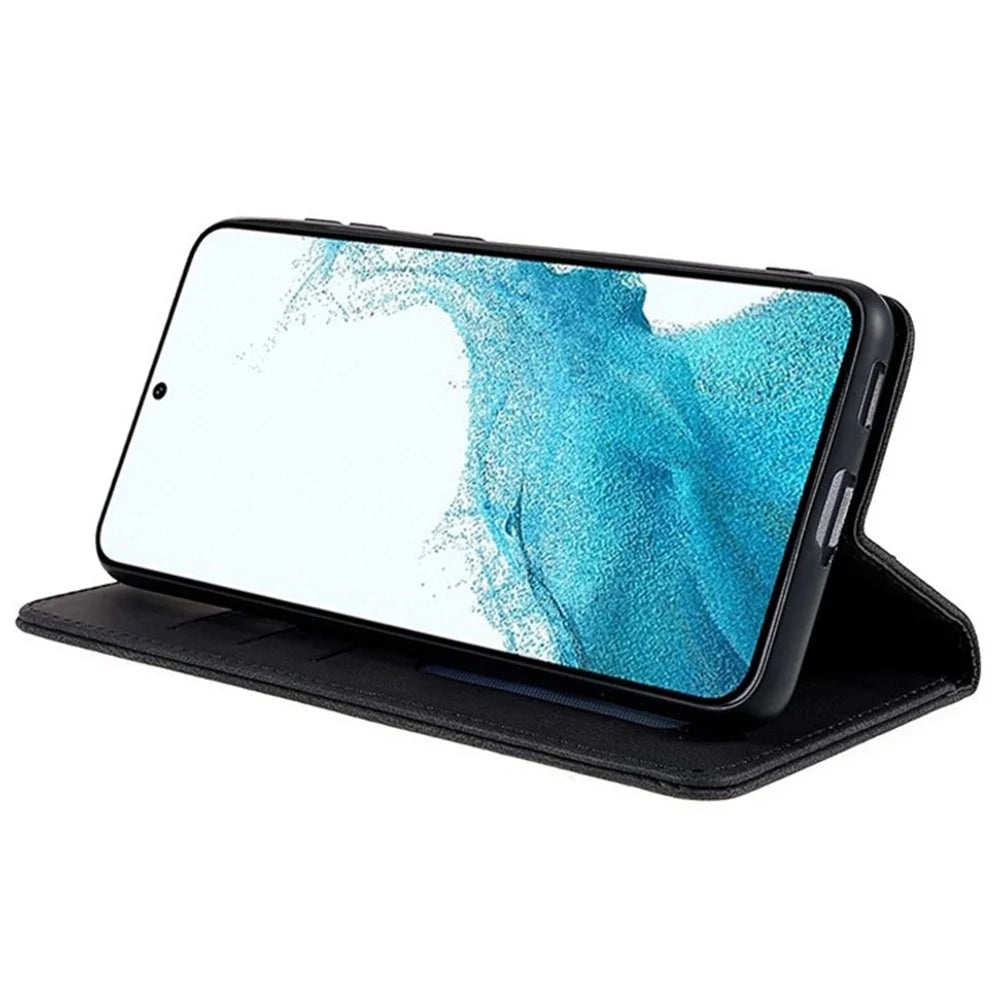 For Samsung Galaxy S21 FE 5G Magnetic Auto Closing PU Leather Cover Full Protection Inner TPU Phone Case with Stand Wallet - Rose Gold - 3