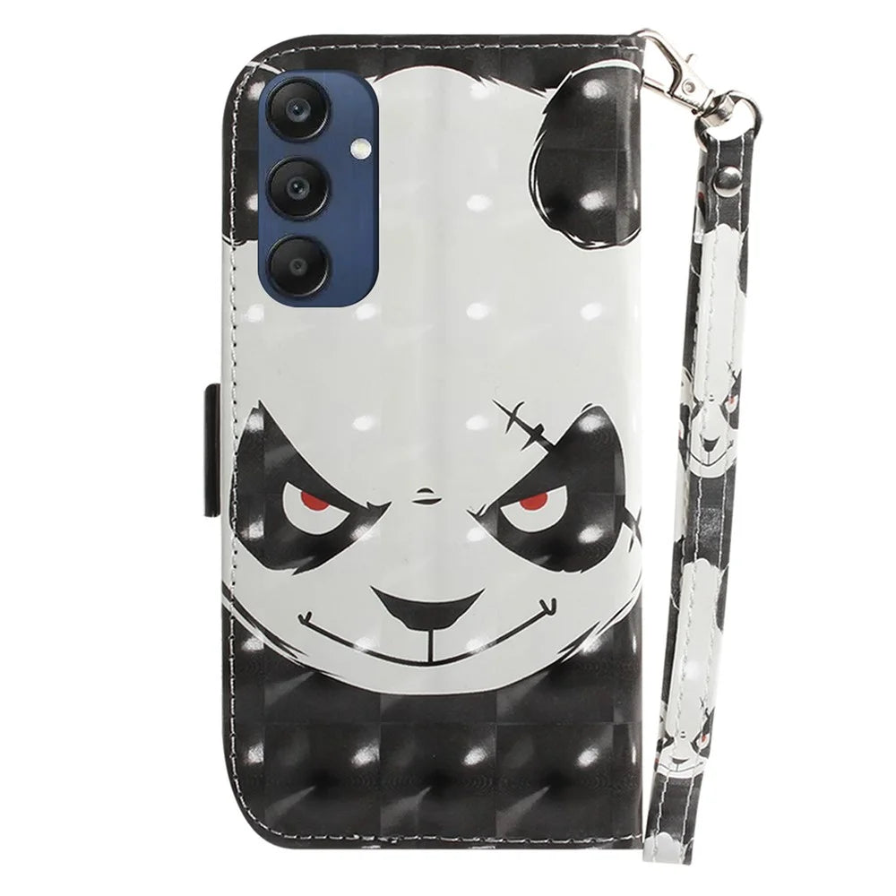 For Samsung Galaxy M35 5G Case Leather Wallet Phone Cover 3D Pattern Print - Angry Panda - 7