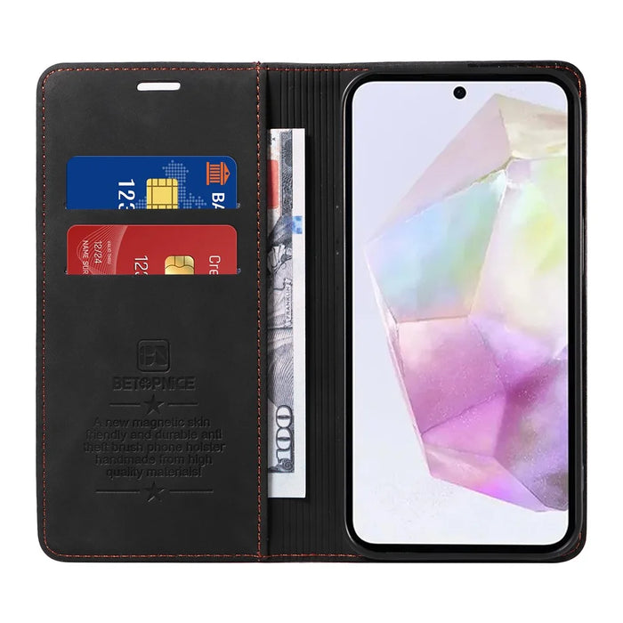 BETOPNICE 003 For Samsung Galaxy M35 5G Leather Case RFID Blocking Wallet Phone Cover - Black - 2