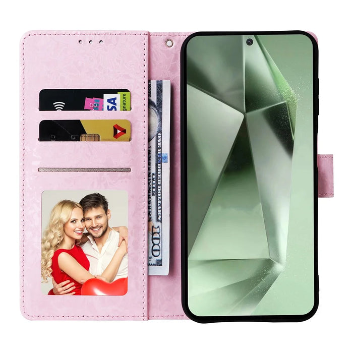 For Samsung Galaxy S24 FE Case RFID Blocking Flower Leather Phone Cover - Butterfly Flower - 2