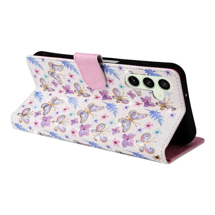 For Samsung Galaxy S24 FE Case RFID Blocking Flower Leather Phone Cover - Butterfly Flower - 4