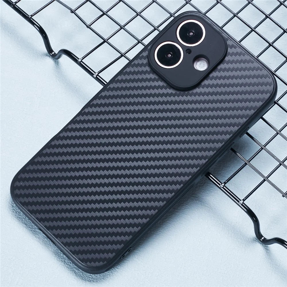 For iPhone 16 Case Carbon Fiber Texture TPU Phone Cover - 3