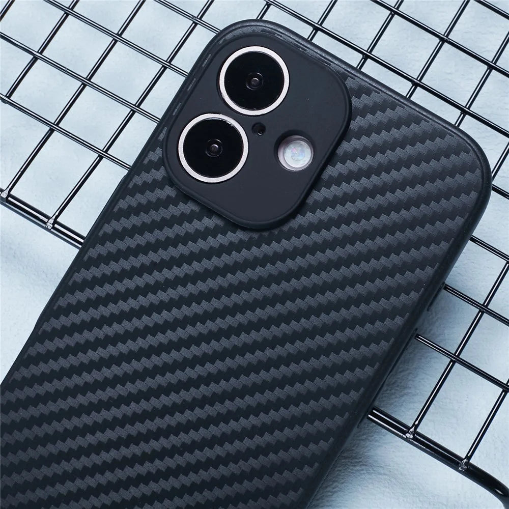 For iPhone 16 Case Carbon Fiber Texture TPU Phone Cover - 5
