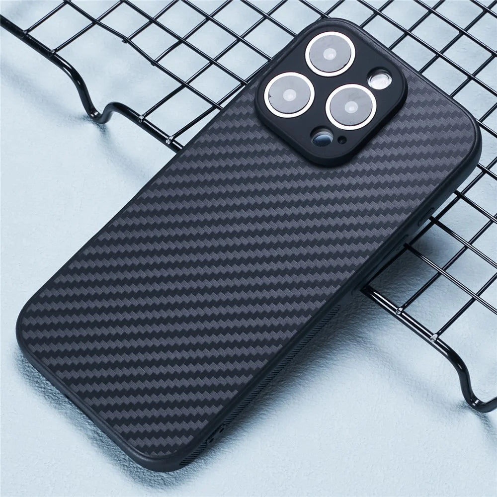 For iPhone 16 Pro Case Flexible TPU Carbon Fiber Texture Shockproof Phone Cover - 3