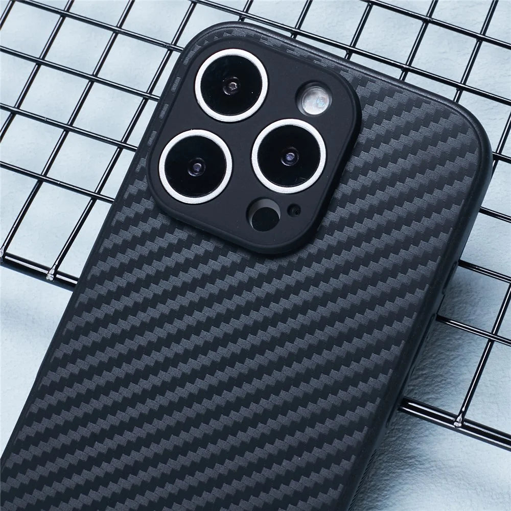 For iPhone 16 Pro Case Flexible TPU Carbon Fiber Texture Shockproof Phone Cover - 5