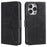 For iPhone 16 Pro Case Leather Flip Phone Cover Splicing Stitching - Black - 1