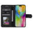 For iPhone 16 Pro Case Leather Flip Phone Cover Splicing Stitching - Black - 2