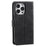For iPhone 16 Pro Case Leather Flip Phone Cover Splicing Stitching - Black - 6
