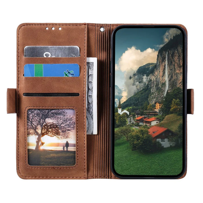 For iPhone 16 Case Vintage Splicing Shockproof Leather Phone Cover - Blue - 2