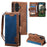 For iPhone 16 Case Vintage Splicing Shockproof Leather Phone Cover - Blue - 4