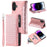 Style 005 For iPhone 16 Plus Case Rhombus Stitching Line PU Leather Zipper Wallet Phone Cover - Rose Gold - 1