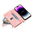 Style 005 For iPhone 16 Plus Case Rhombus Stitching Line PU Leather Zipper Wallet Phone Cover - Rose Gold - 2