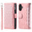 Style 005 For iPhone 16 Plus Case Rhombus Stitching Line PU Leather Zipper Wallet Phone Cover - Rose Gold - 6