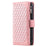 Style 005 For iPhone 16 Plus Case Rhombus Stitching Line PU Leather Zipper Wallet Phone Cover - Rose Gold - 7