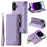 Style 005 For iPhone 16 Case PU Leather Wallet Phone Cover Rhombus Stitching Line - Purple - 1