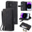 For iPhone 16 Plus Case Zipper Pocket 9 Card Slots PU Leather Phone Cover - Black - 1