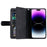 For iPhone 16 Plus Case Zipper Pocket 9 Card Slots PU Leather Phone Cover - Black - 2