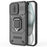 For iPhone 16 Case Ring Kickstand PC+TPU Phone Cover with Lens Shield - Black - 3