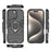 For iPhone 16 Pro Case PC+TPU Ring Kickstand Protective Phone Cover - Black - 5