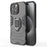 For iPhone 16 Pro Max Case PC+TPU Hybrid Phone Cover with Ring Kickstand - Black - 1