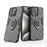 For iPhone 16 Pro Max Case PC+TPU Hybrid Phone Cover with Ring Kickstand - Black - 2