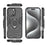 For iPhone 16 Pro Max Case PC+TPU Hybrid Phone Cover with Ring Kickstand - Black - 5