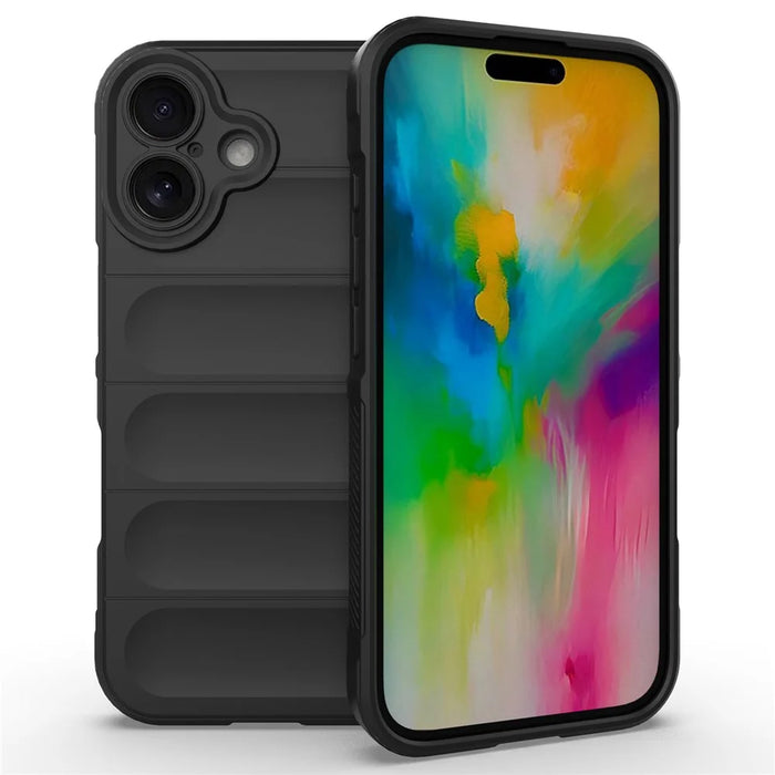 For iPhone 16 TPU Case Scratch-Resistant Rugged Back Soft Phone Cover - Black - 1