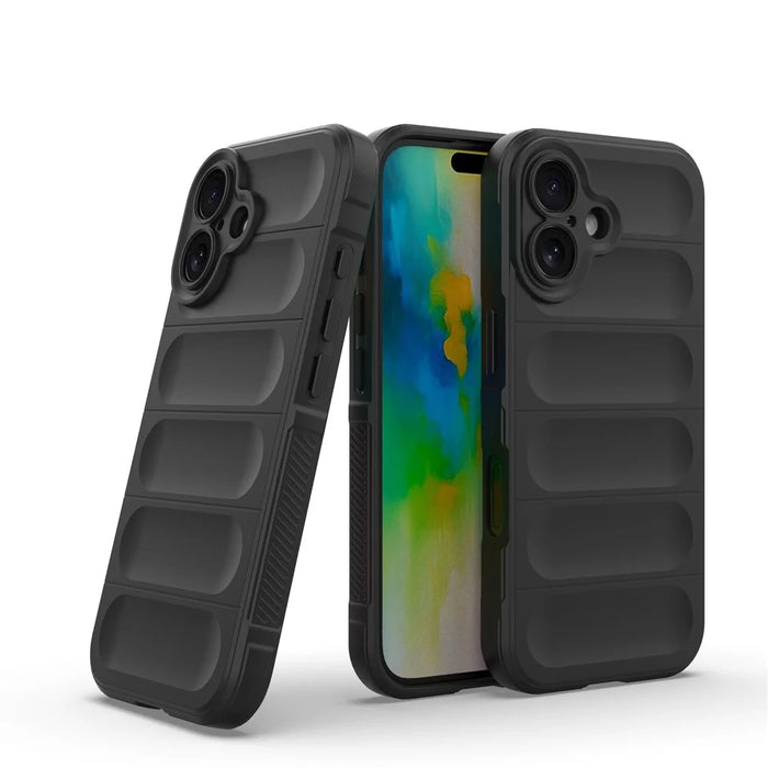For iPhone 16 TPU Case Scratch-Resistant Rugged Back Soft Phone Cover - Black - 2