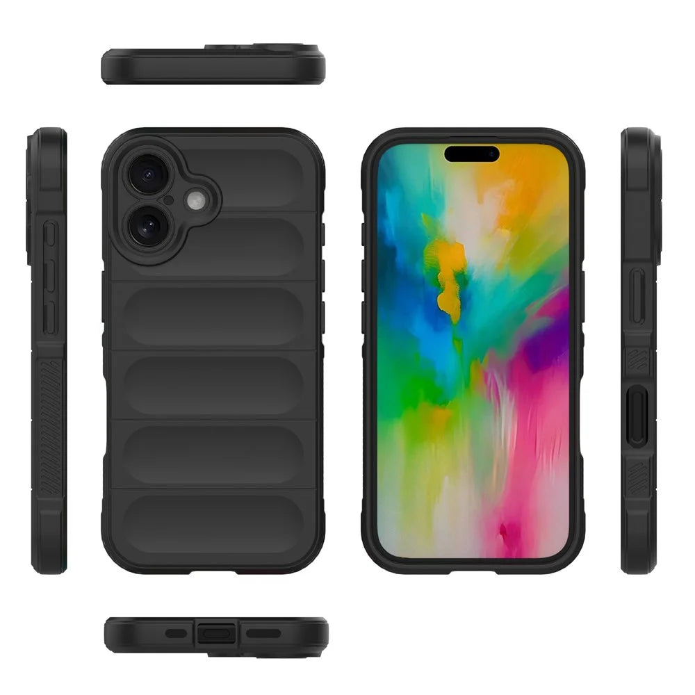 For iPhone 16 Plus Case Rugged TPU Shockproof Mobile Phone Cover - Black - 6