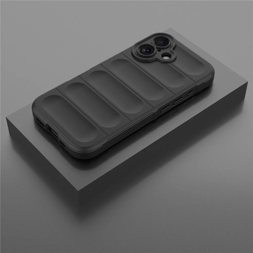For iPhone 16 Plus Case Rugged TPU Shockproof Mobile Phone Cover - Black - 7