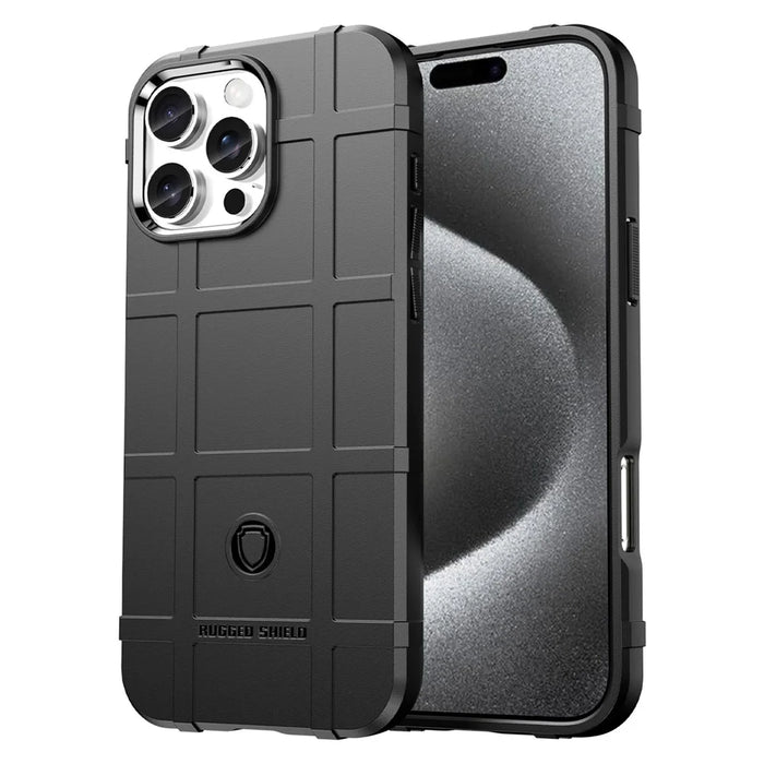 For iPhone 16 Pro Max Case Grid Design Soft TPU Phone Cover - Black - 1
