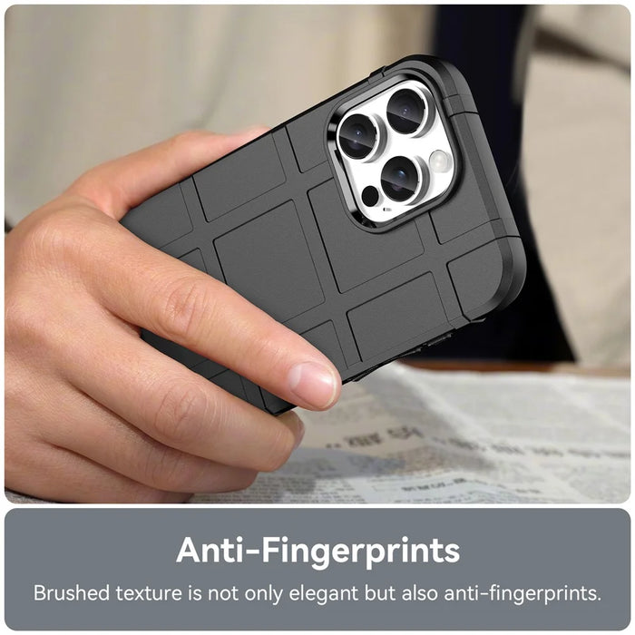 For iPhone 16 Pro Max Case Grid Design Soft TPU Phone Cover - Black - 5