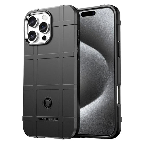 For iPhone 16 Pro Case Grid Design Soft TPU Scratch-Proof Phone Cover - Black - 1
