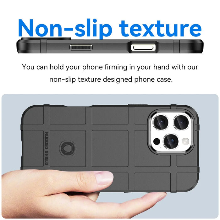 For iPhone 16 Pro Case Grid Design Soft TPU Scratch-Proof Phone Cover - Black - 4